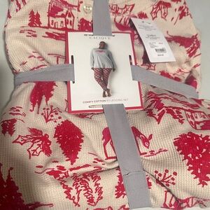 Cacique Red and Cream Comfy Holiday Cotton PJ Set